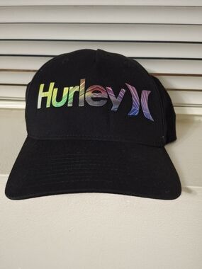 Hurley Black Cap with Rainbow Logo